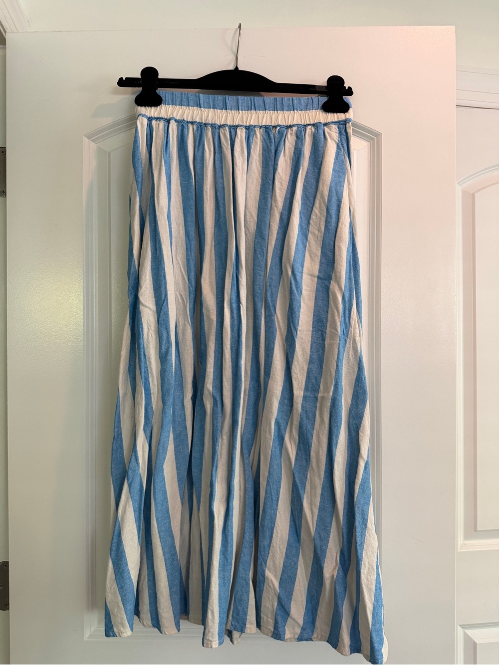 a new day Blue and White Vertical Stripe Maxi Skirt